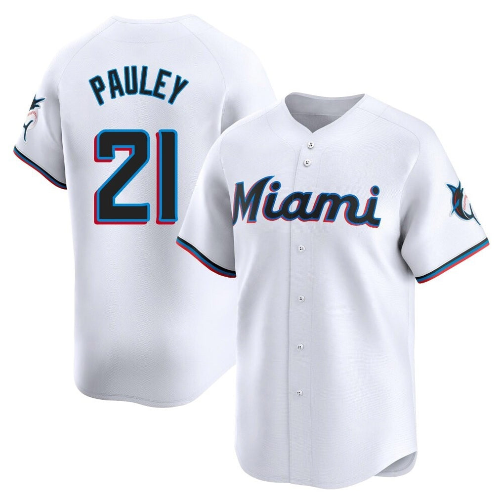 STECN M.Marlins #21 Graham Pauley Player White  Home Limited Stitched Jerseys