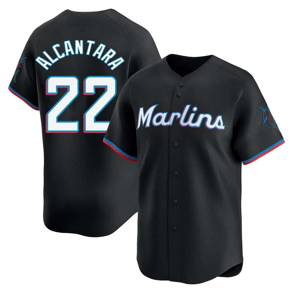 STECN M.Marlins #22 Sandy Alcantara Player Black  Home Limited Stitched Jerseys