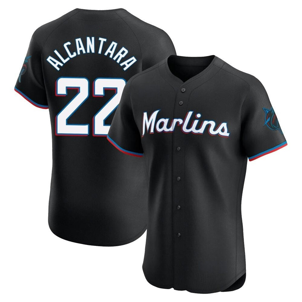 STECN M.Marlins #22 Sandy Alcantara Player Black Vapor Home Limited Elite Stitched Jerseys