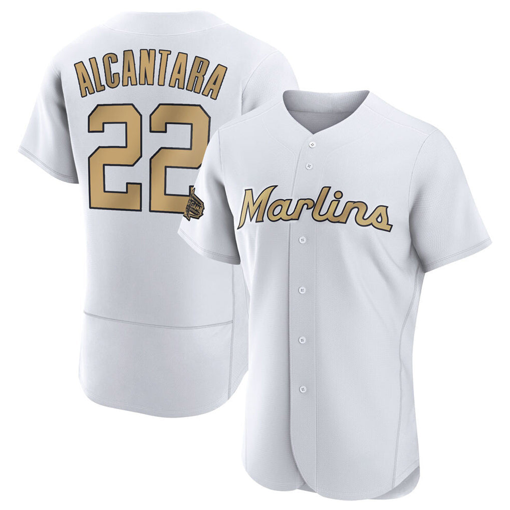 STECN M.Marlins #22 Sandy Alcantara Player Gold  Home Limited Elite Stitched Jerseys