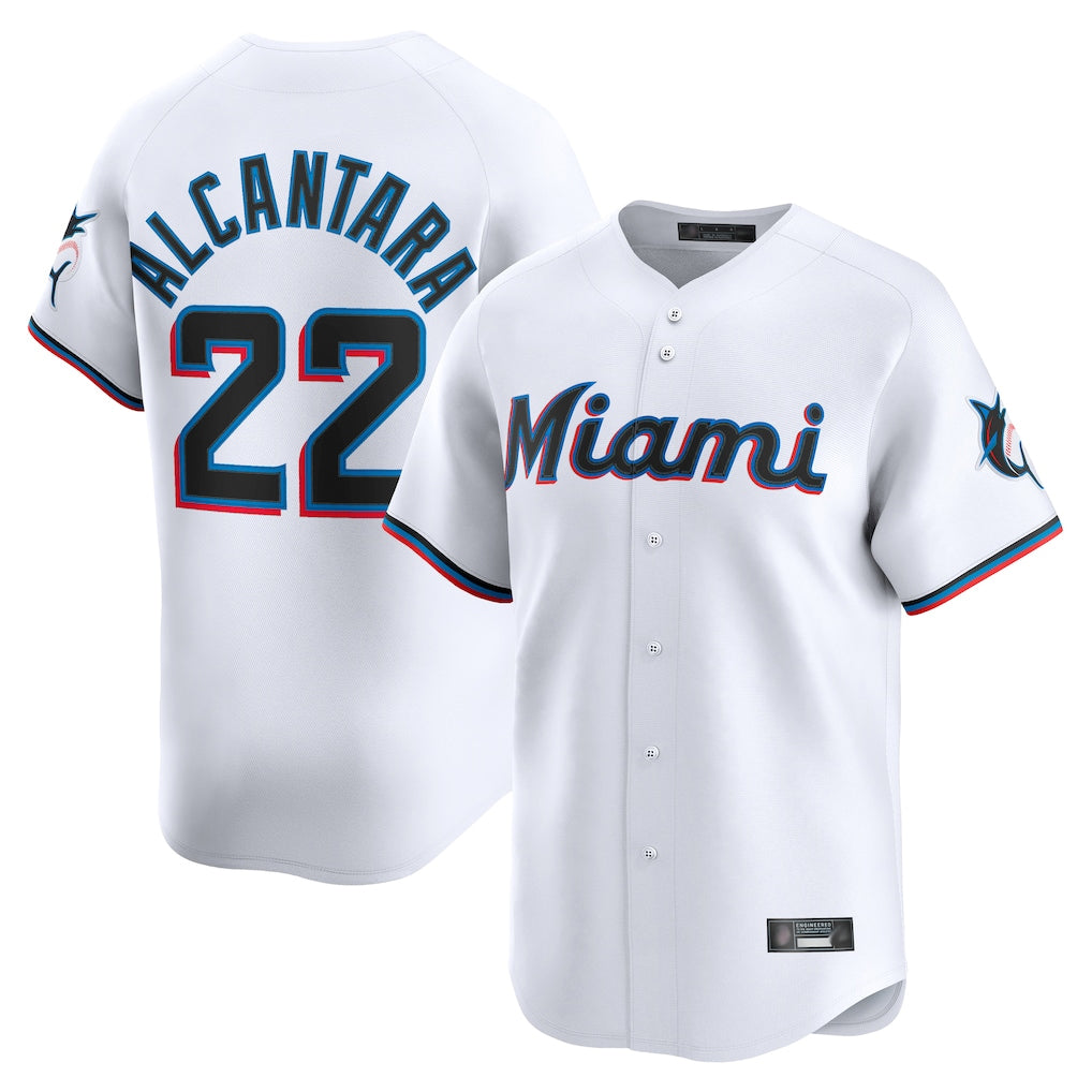 STECN M.Marlins #22 Sandy Alcantara Player White Home Limited Stitched Jerseys