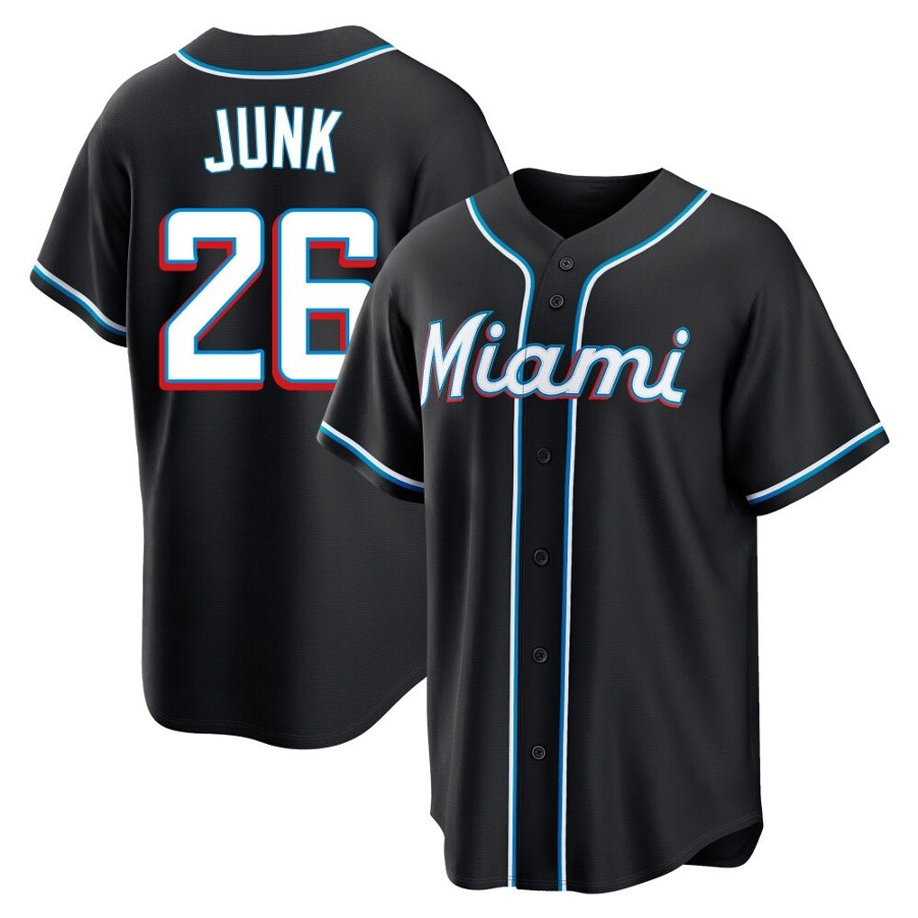 STECN M.Marlins #26 Janson Junk Player Black Fashion Out Home Game Stitched Jerseys