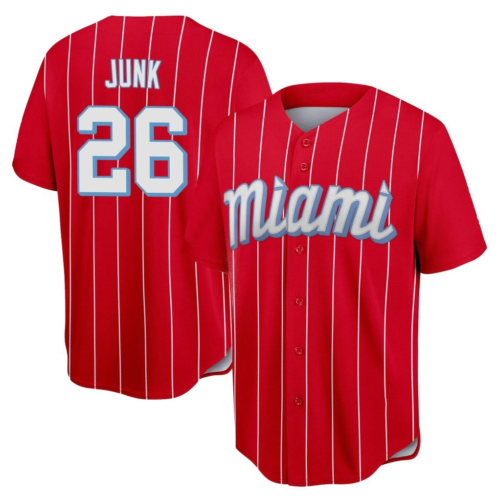 STECN M.Marlins #26 Janson Junk Player Red City Connect Home Game Stitched Jerseys