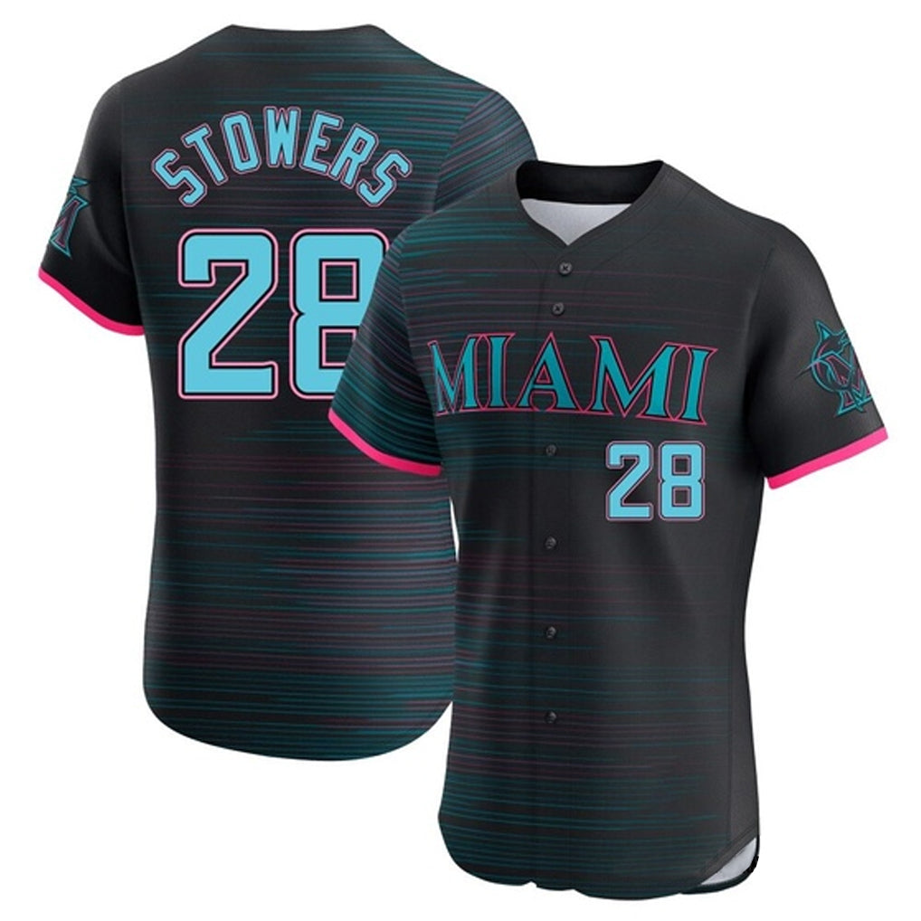 STECN M.Marlins #28 Kyle Stowers Player Black City Connect Home Limited Elite Stitched Jerseys