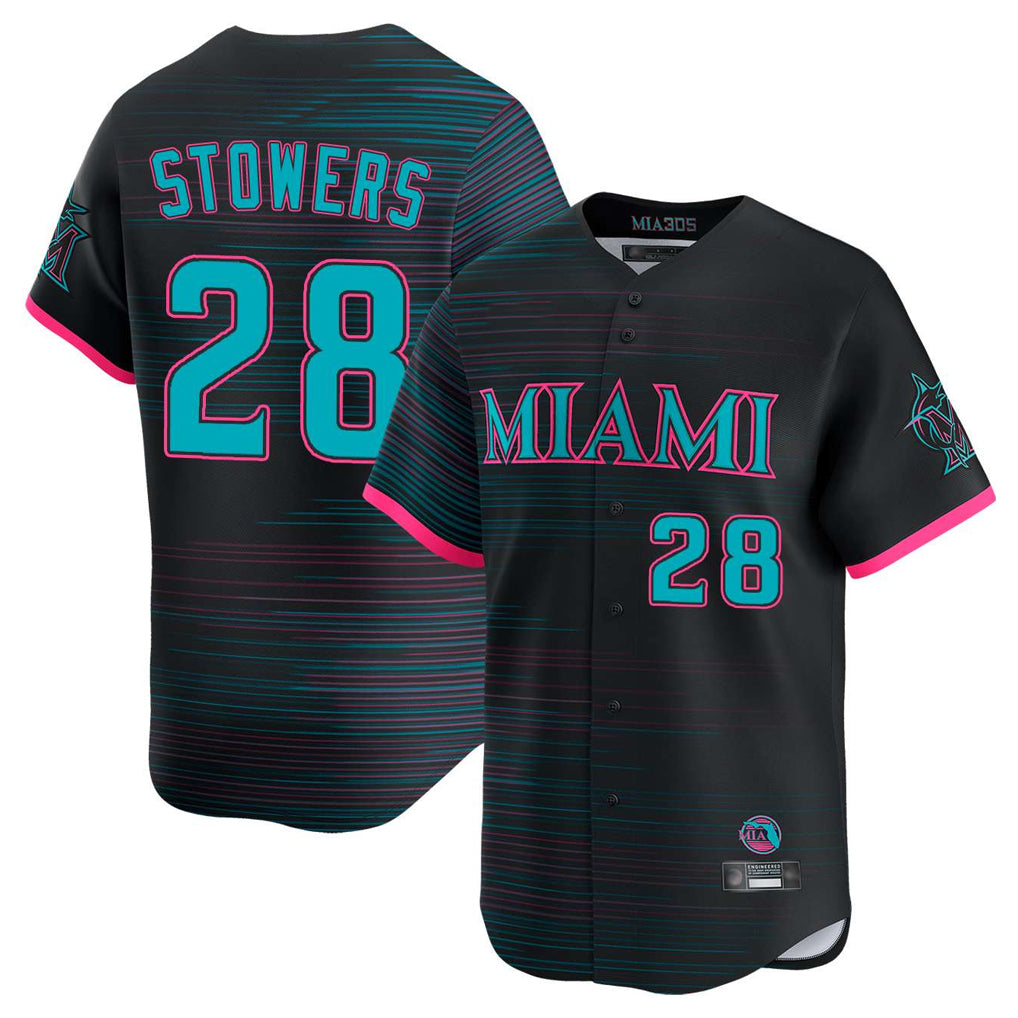 STECN M.Marlins #28 Kyle Stowers Player Black City Connect Home Limited Stitched Jerseys