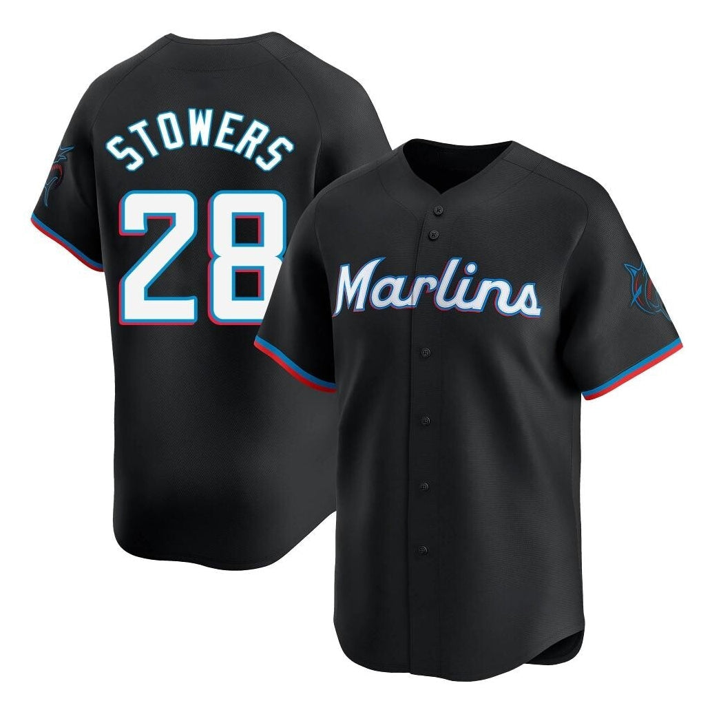 STECN M.Marlins #28 Kyle Stowers Player Black Home Limited Stitched Jerseys