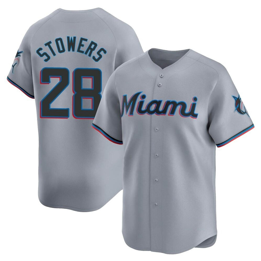 STECN M.Marlins #28 Kyle Stowers Player Gray Home Limited Stitched Jerseys