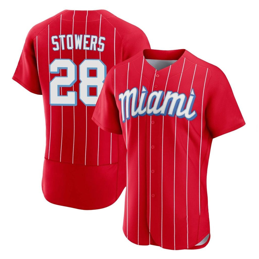 STECN M.Marlins #28 Kyle Stowers Player Red City Connect Home Limited Elite Stitched Jerseys