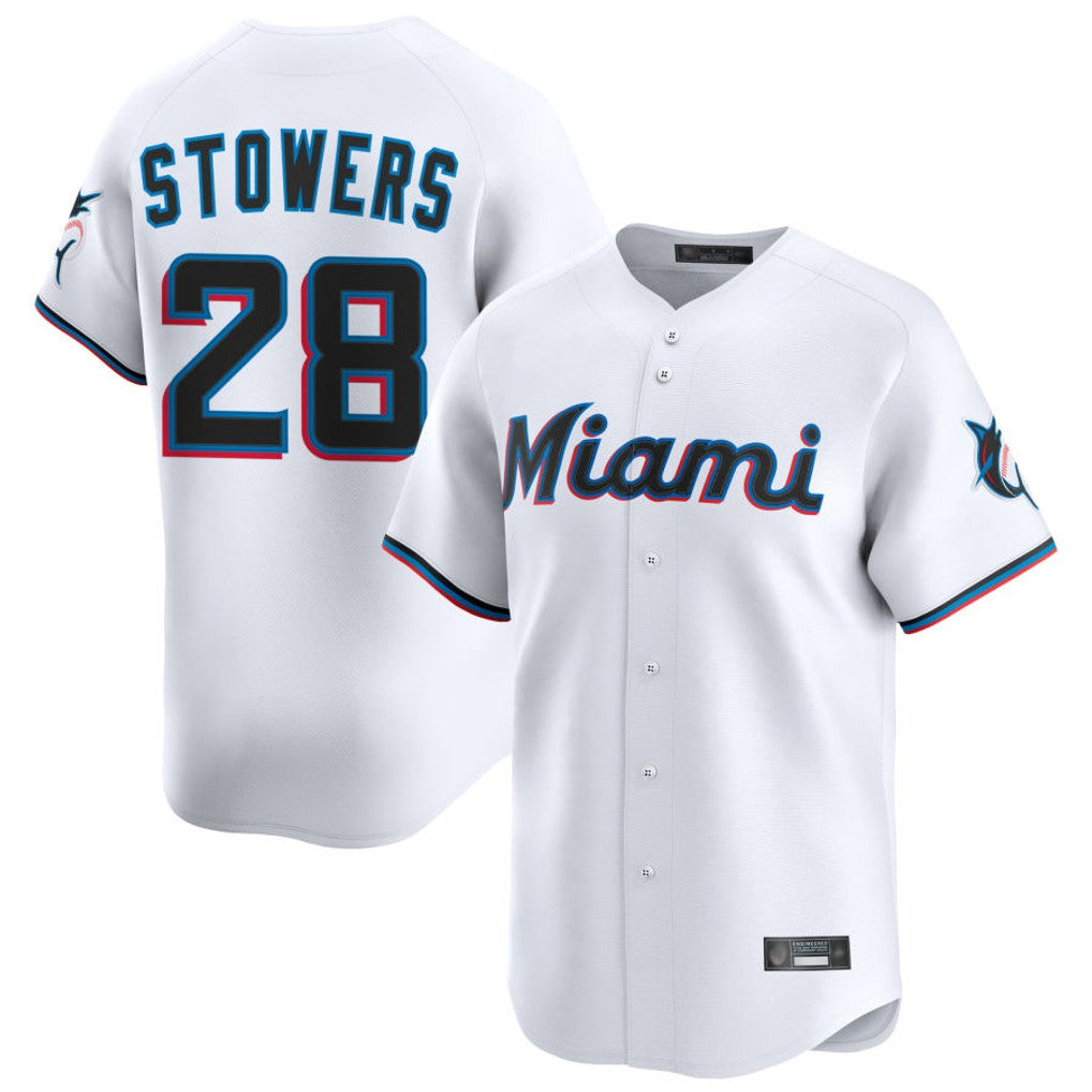 STECN M.Marlins #28 Kyle Stowers Player White  Home Limited Stitched Jerseys