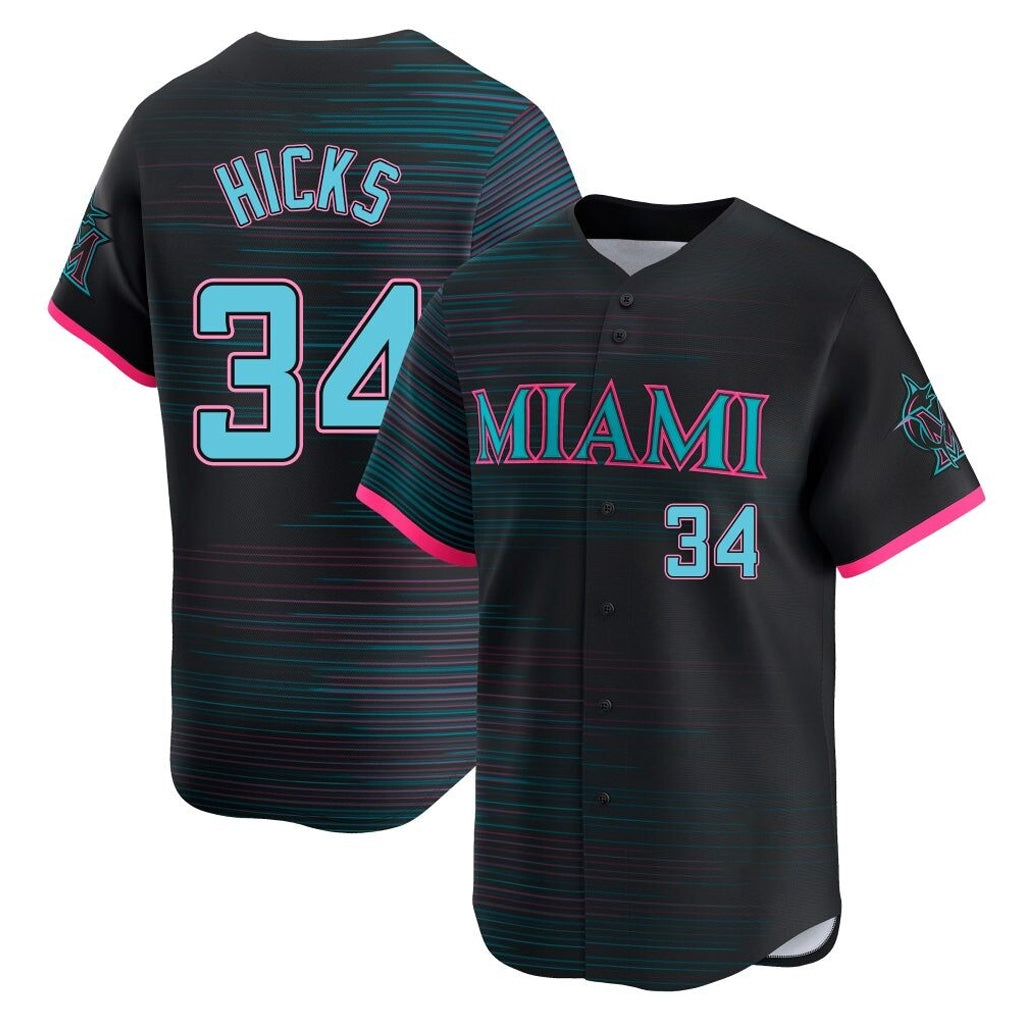 STECN M.Marlins #34 Liam Hicks Player Black City Connect Home Limited Stitched Jerseys
