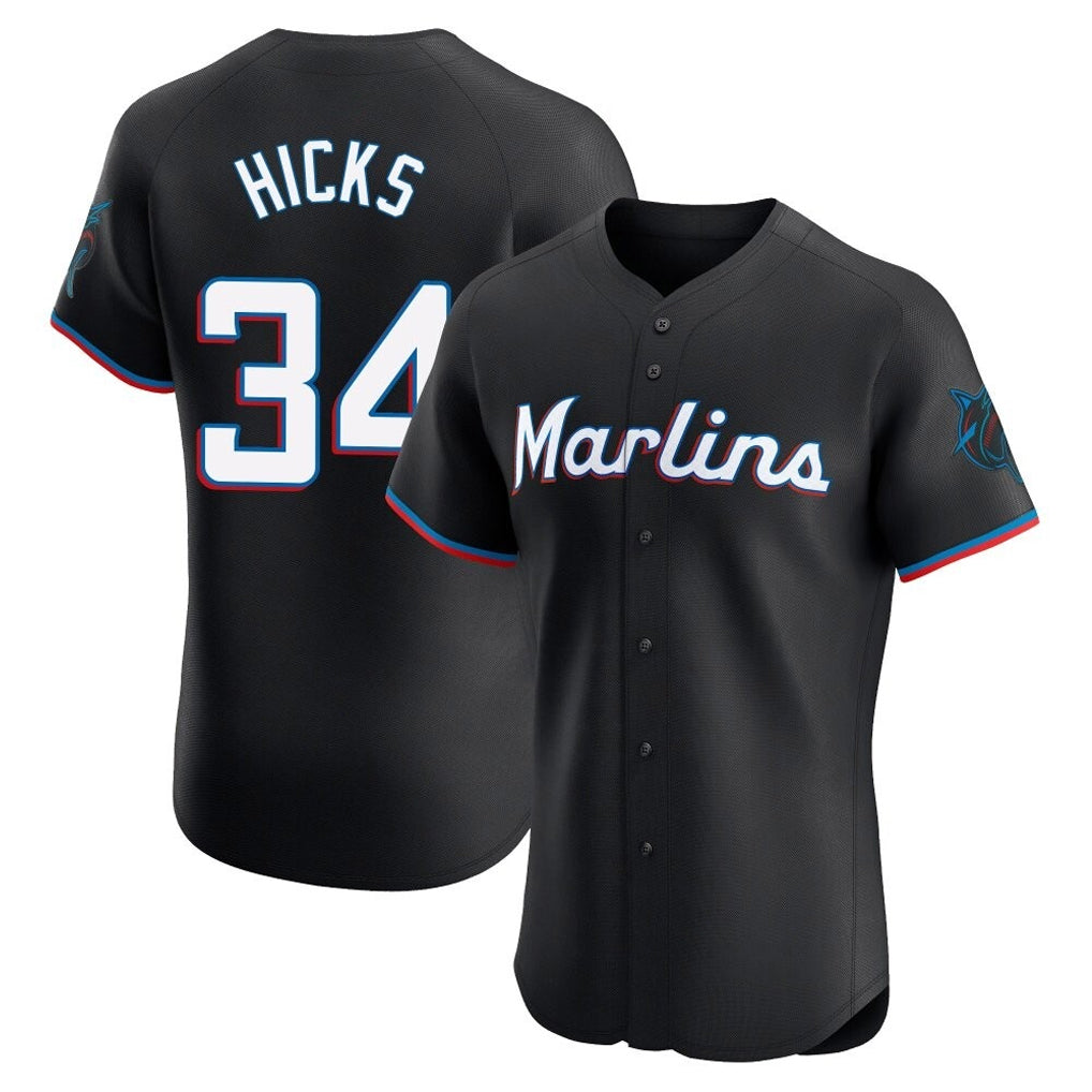 STECN M.Marlins #34 Liam Hicks Player Black Vapor Home Limited Elite Stitched Jerseys