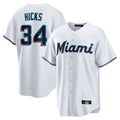 STECN M.Marlins #34 Liam Hicks Player White  Home Game Stitched Jerseys