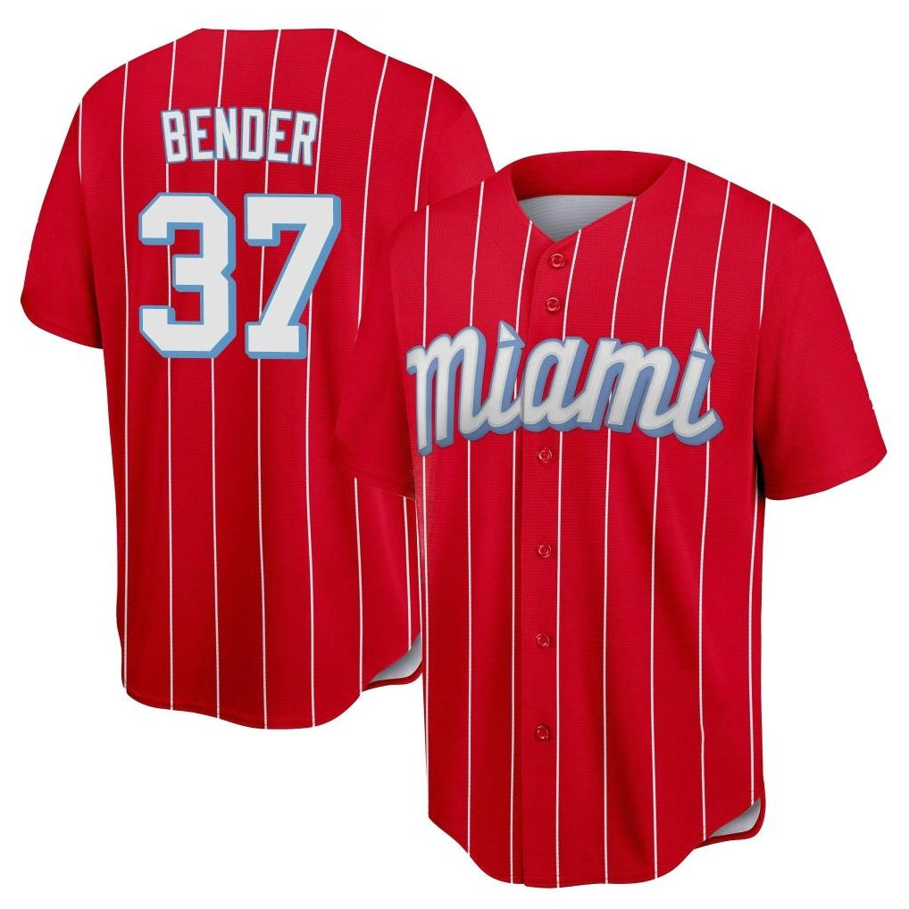 STECN M.Marlins #37 Anthony Bender Player Red City Connect Home Game Stitched Jerseys