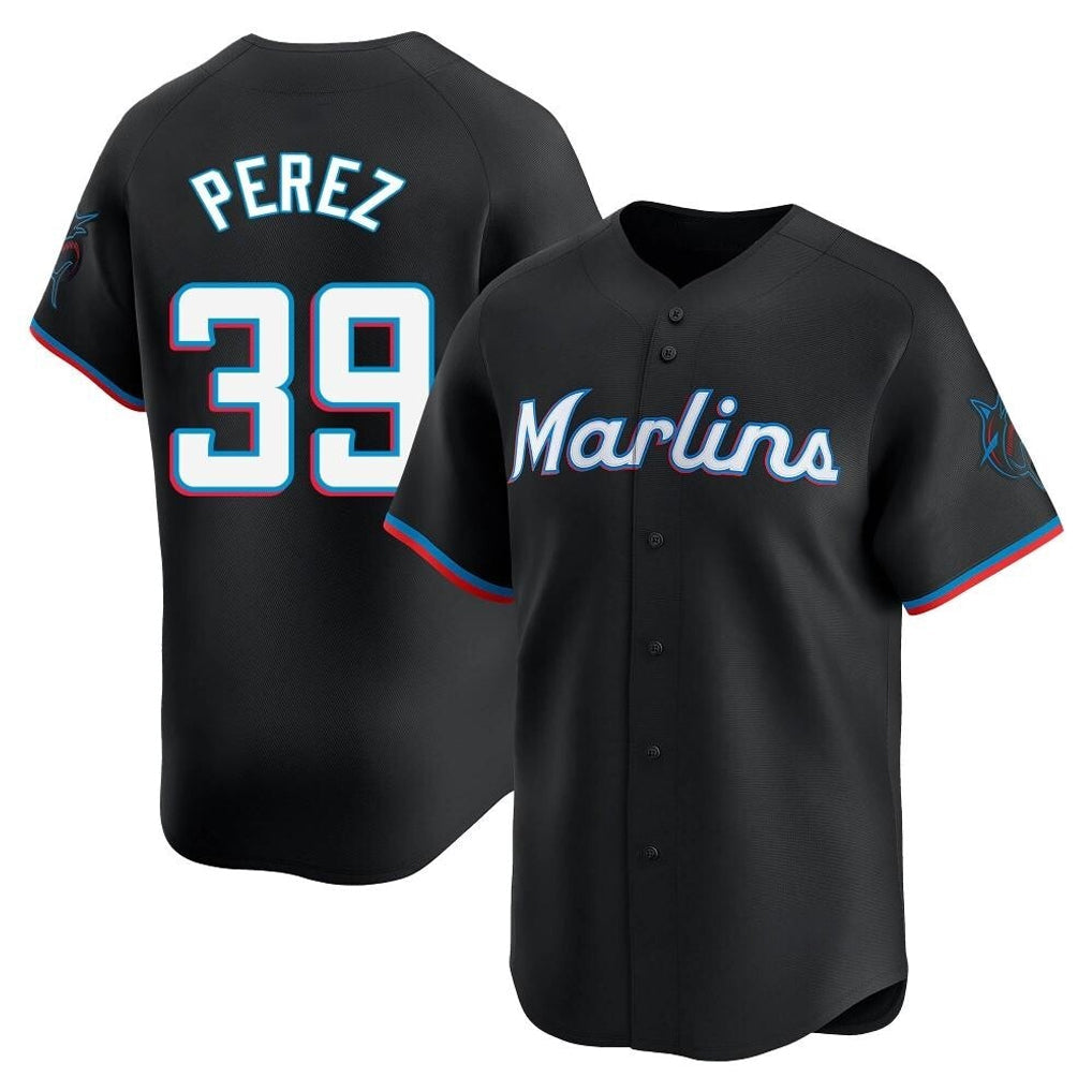 STECN M.Marlins #39 Eury Perez Player Black  Home Limited Stitched Jerseys