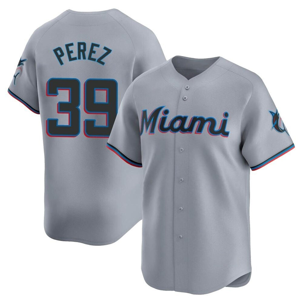 STECN M.Marlins #39 Eury Perez Player Gray Home Limited Stitched Jerseys