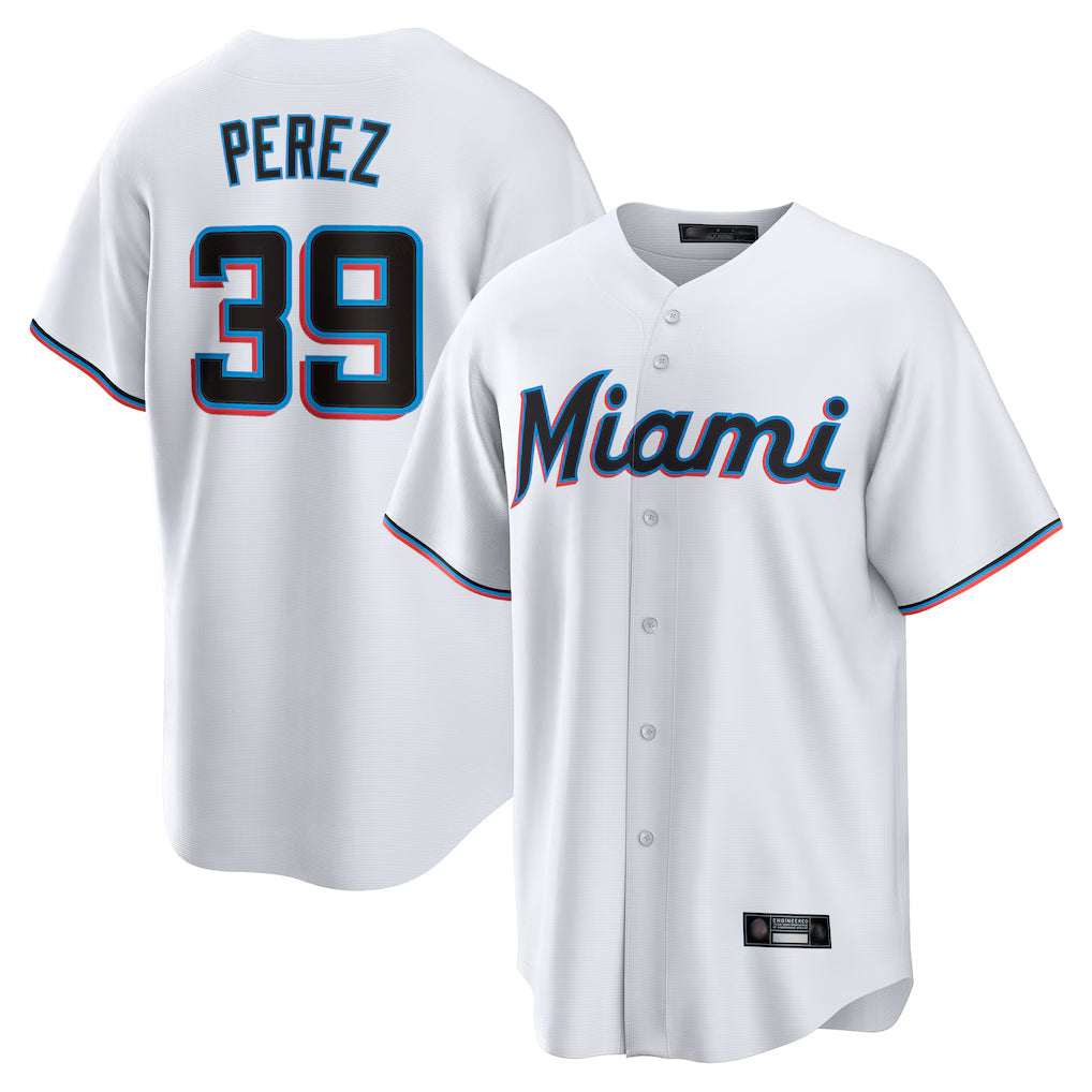 STECN M.Marlins #39 Eury Perez Player White  Home Game Stitched Jerseys
