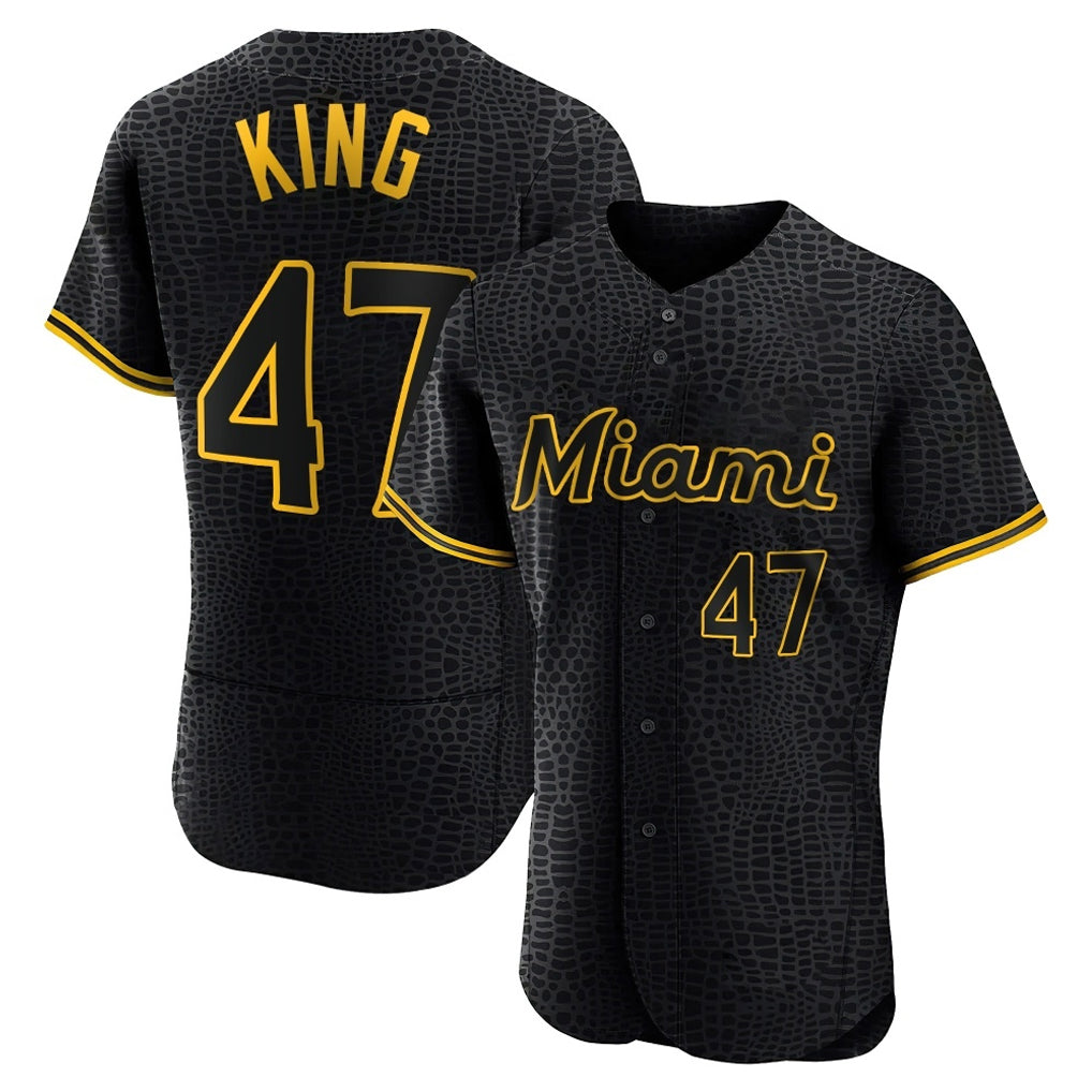 STECN M.Marlins #47 John King Player Black Snake Skin City Home Limited Elite Stitched Jerseys