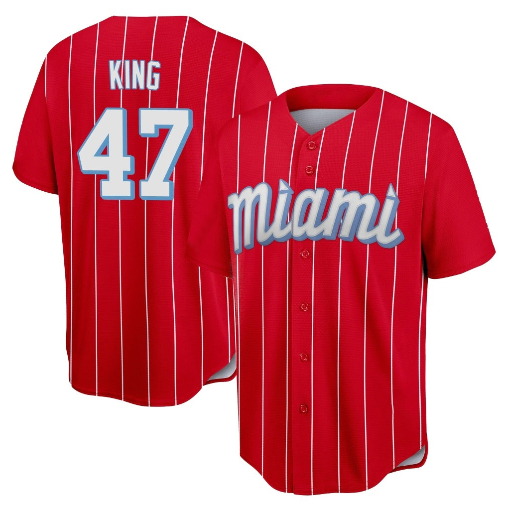 STECN M.Marlins #47 John King Player Red City Connect Home Game Stitched Jerseys