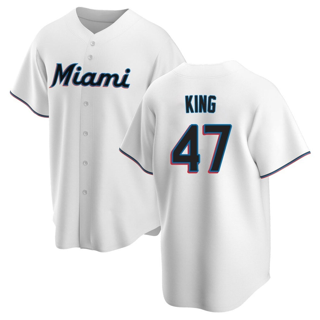 STECN M.Marlins #47 John King Player White  Home Game Stitched Jerseys