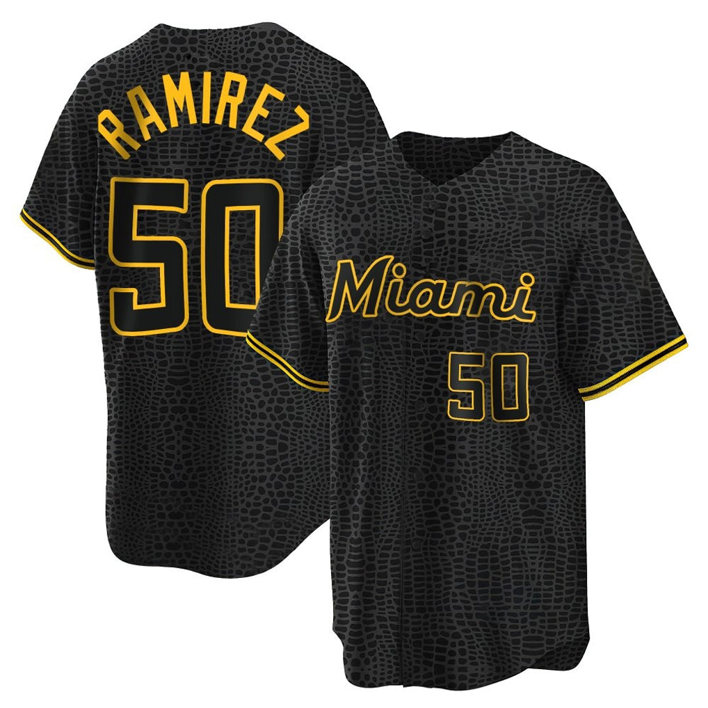 STECN M.Marlins #50 Agustin Ramirez Player Black Snake Skin City Home Game Stitched Jerseys