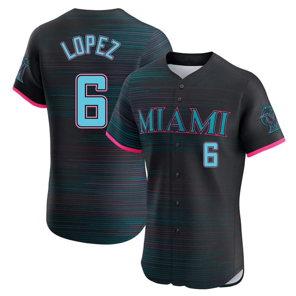 STECN M.Marlins #6 Otto Lopez Player Black City Connect Home Limited Elite Stitched Jerseys