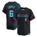 STECN M.Marlins #6 Otto Lopez Player Black City Connect Home Limited Stitched Jerseys