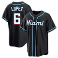 STECN M.Marlins #6 Otto Lopez Player Black Fashion Out Home Game Stitched Jerseys