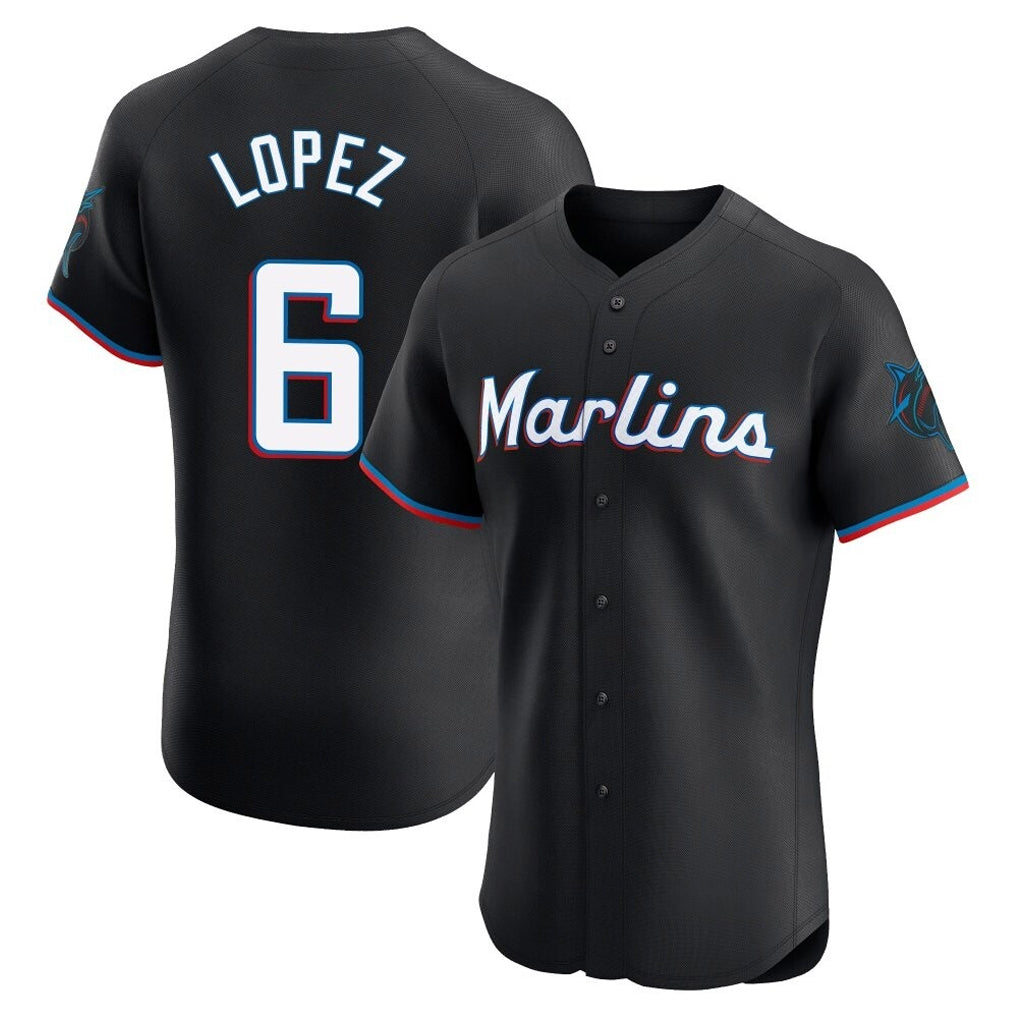 STECN M.Marlins #6 Otto Lopez Player Black Vapor Home Limited Elite Stitched Jerseys