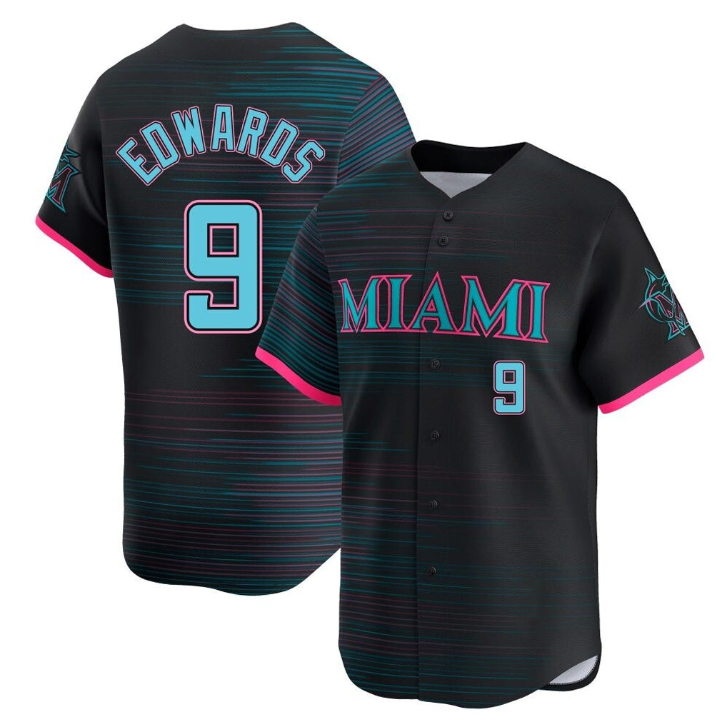 STECN M.Marlins #9 Xavier Edwards Player Black City Connect Home Limited Stitched Jerseys