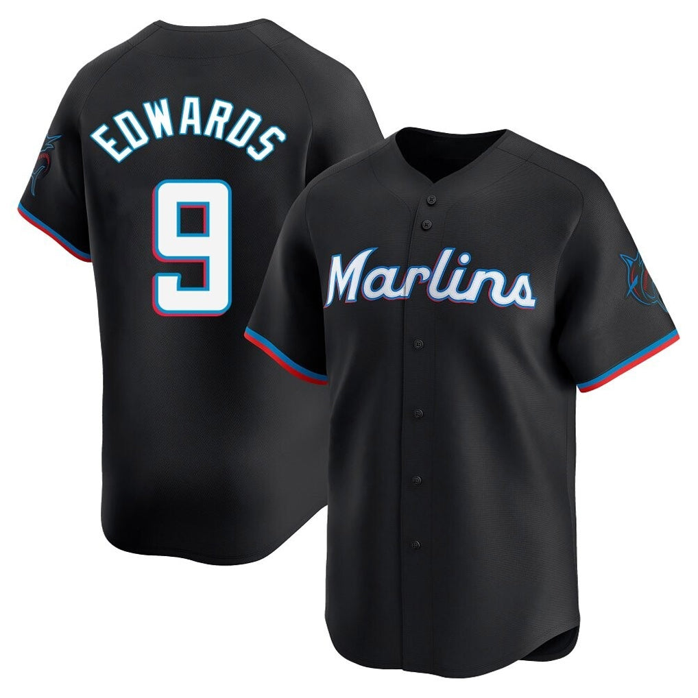 STECN M.Marlins #9 Xavier Edwards Player Black  Home Limited Stitched Jerseys