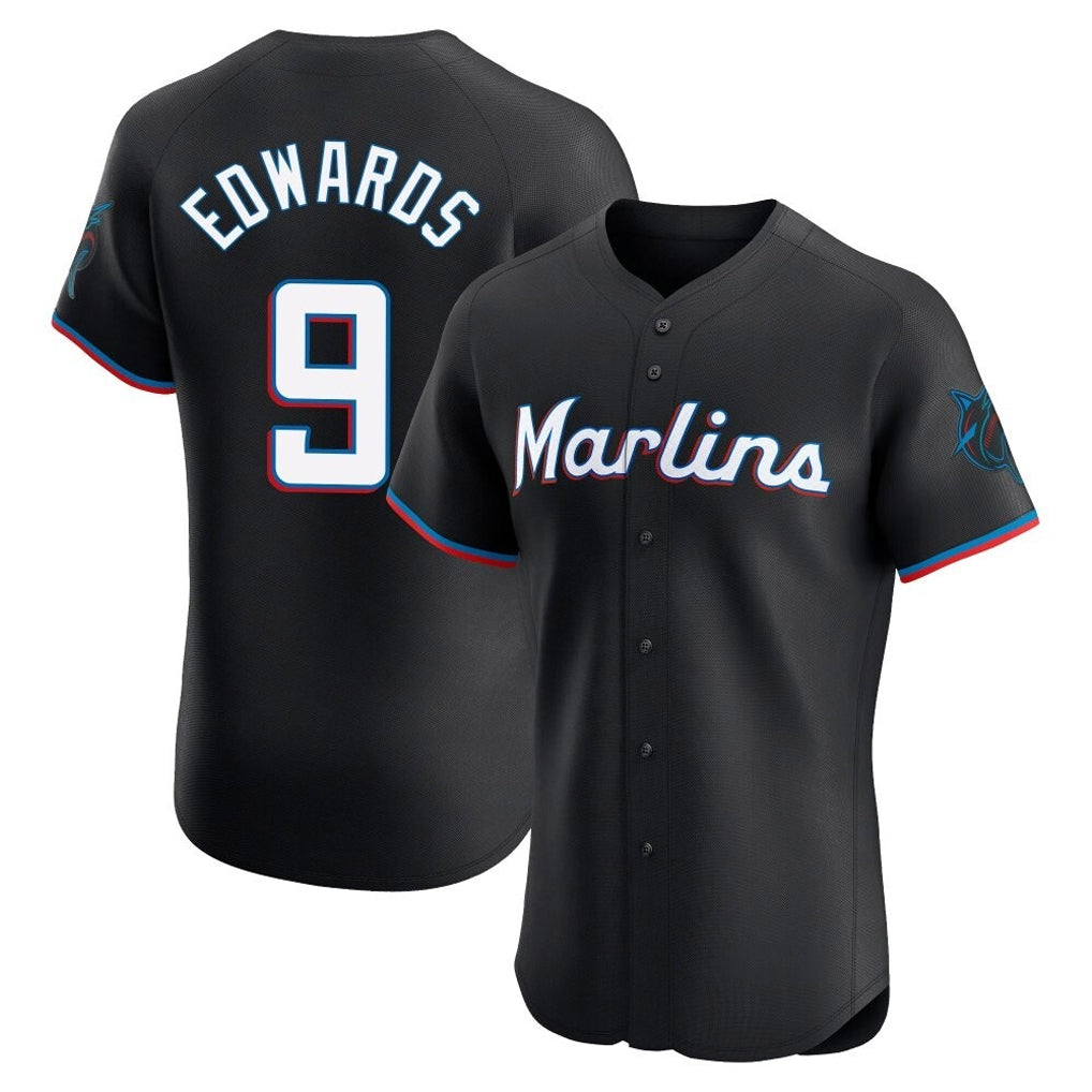 STECN M.Marlins #9 Xavier Edwards Player Black Vapor Home Limited Elite Stitched Jerseys