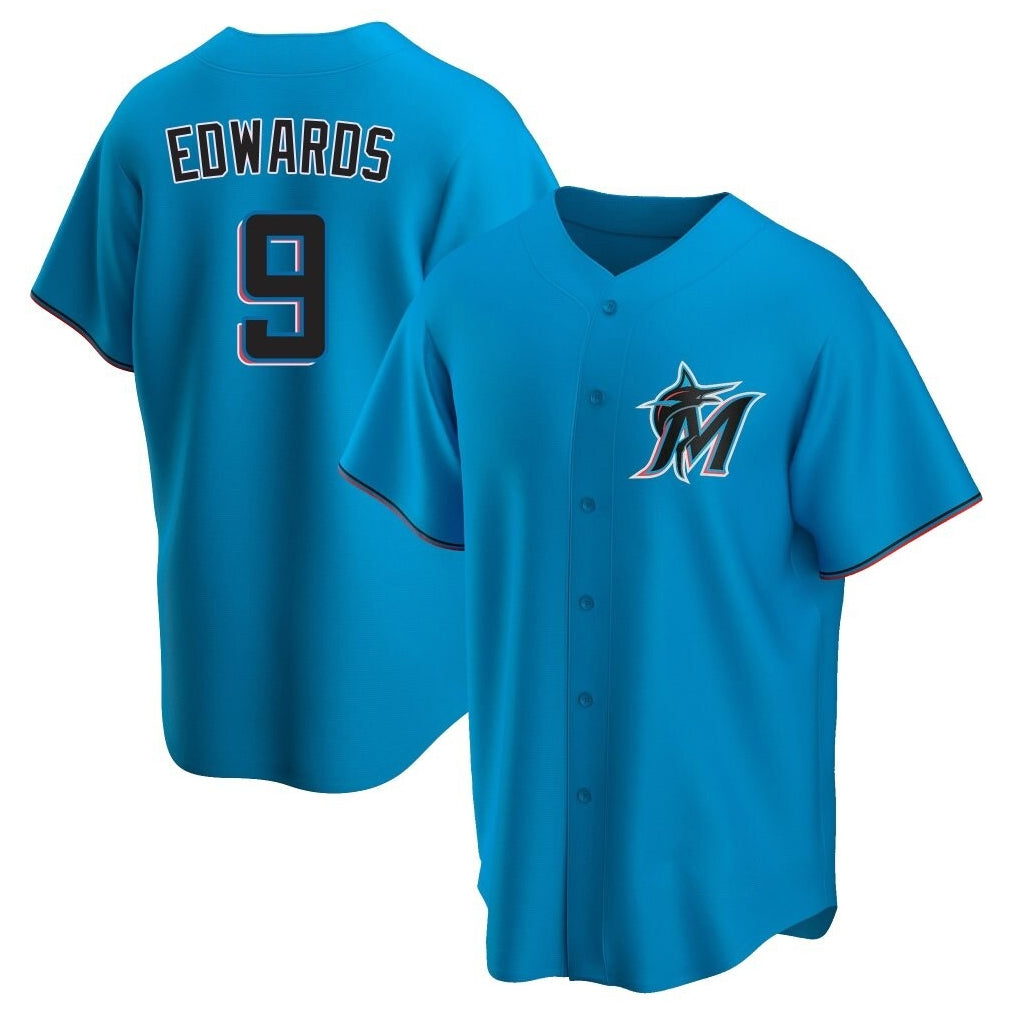 STECN M.Marlins #9 Xavier Edwards Player Blue Home Game Stitched Jerseys