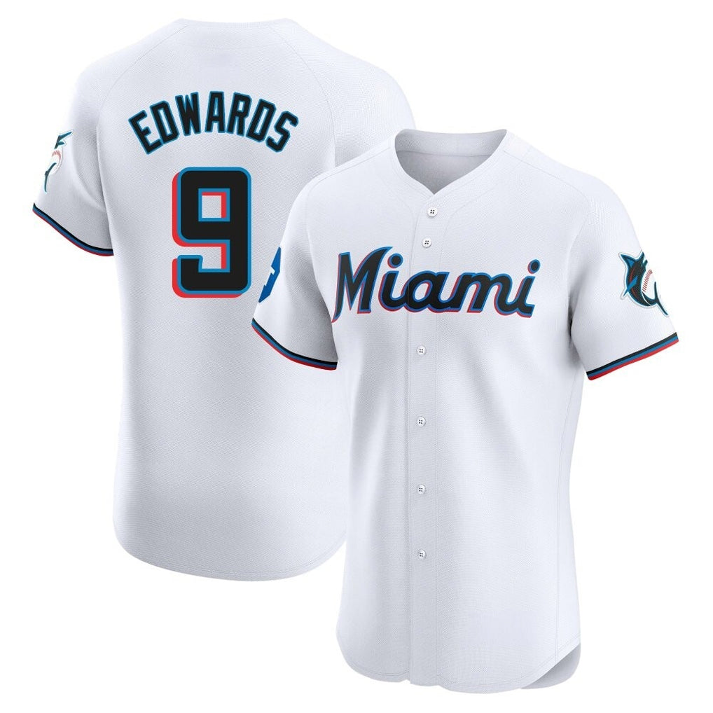 STECN M.Marlins #9 Xavier Edwards Player White  Home Limited Elite Stitched Jerseys