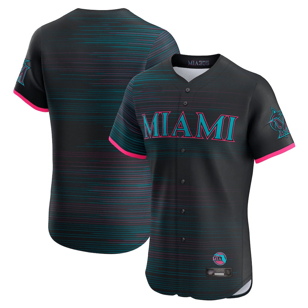 STECN M.Marlins Blank Player Black City Connect Home Limited Elite Stitched Jerseys