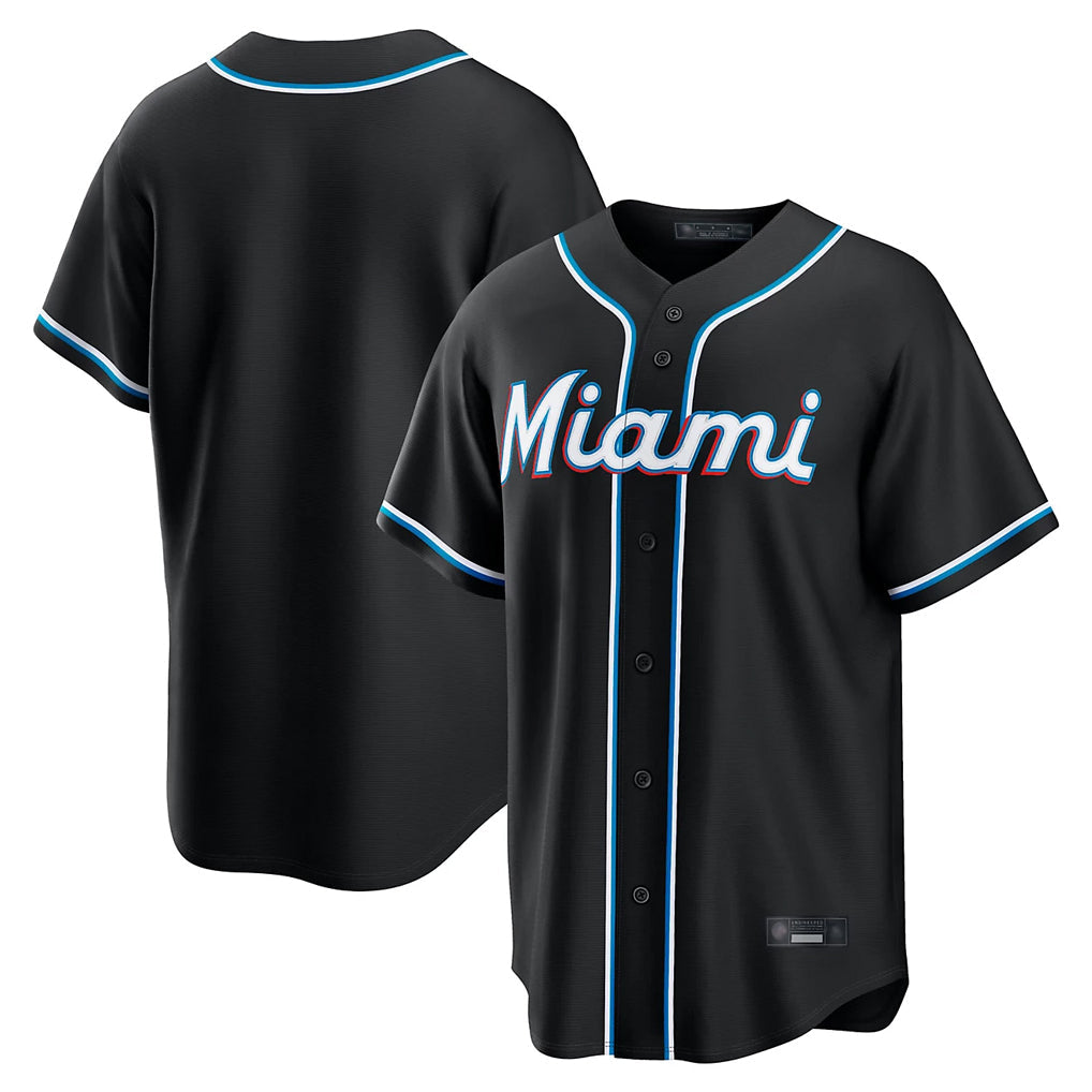 STECN M.Marlins Blank Player Black Fashion Out Home Game Stitched Jerseys