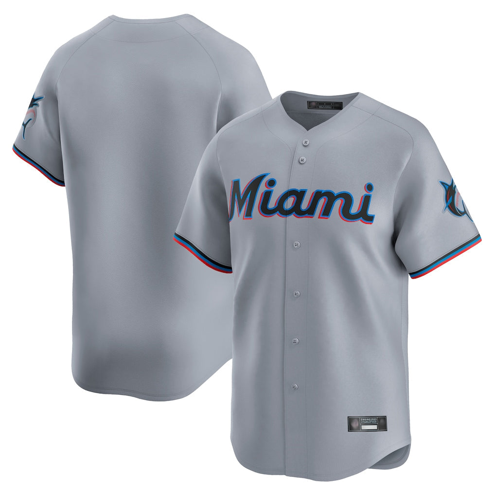 STECN M.Marlins Blank Player Gray Home Limited Stitched Jerseys