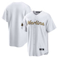STECN M.Marlins Blank Player White Gold Home Game Stitched Jerseys