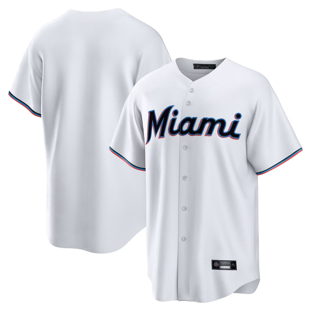 STECN M.Marlins Blank Player White  Home Game Stitched Jerseys