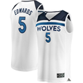 STECN M.Timberwolves #5 Anthony Edwards White Fast Break Replica Player Stitched Jerseys - Association Edition