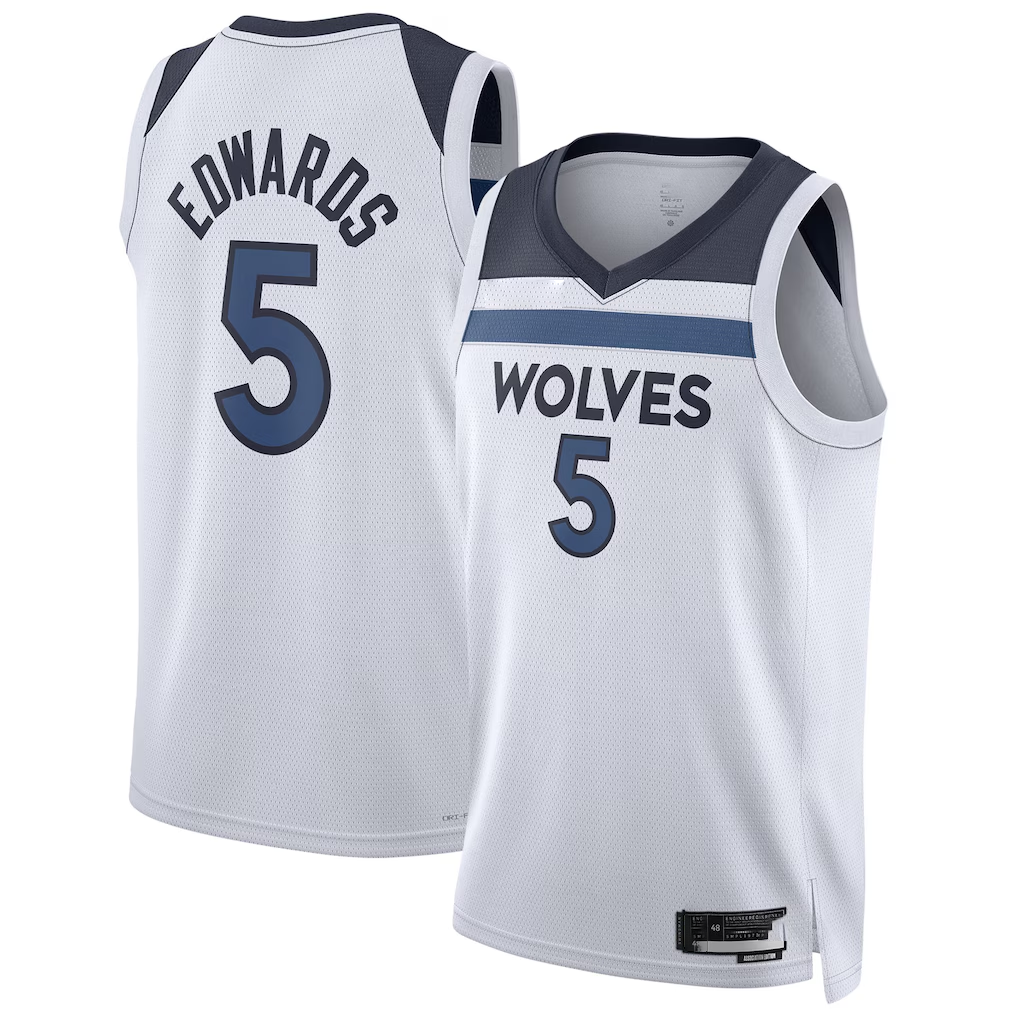 STECN M.Timberwolves #5 Anthony Edwards White Swingman Stitched Jerseys - Association Edition