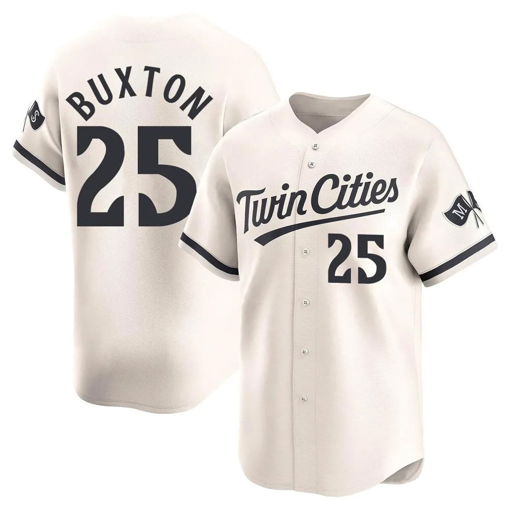 STECN M.Twins #25 Byron Buxton Player Cream Home Limited Stitched Jerseys