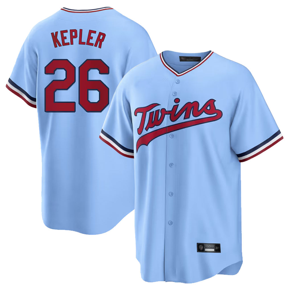 STECN M.Twins #26 Max Kepler Player Light Blue Road Cooperstown CollectionKillebrew T-shirt Stitched Jerseys