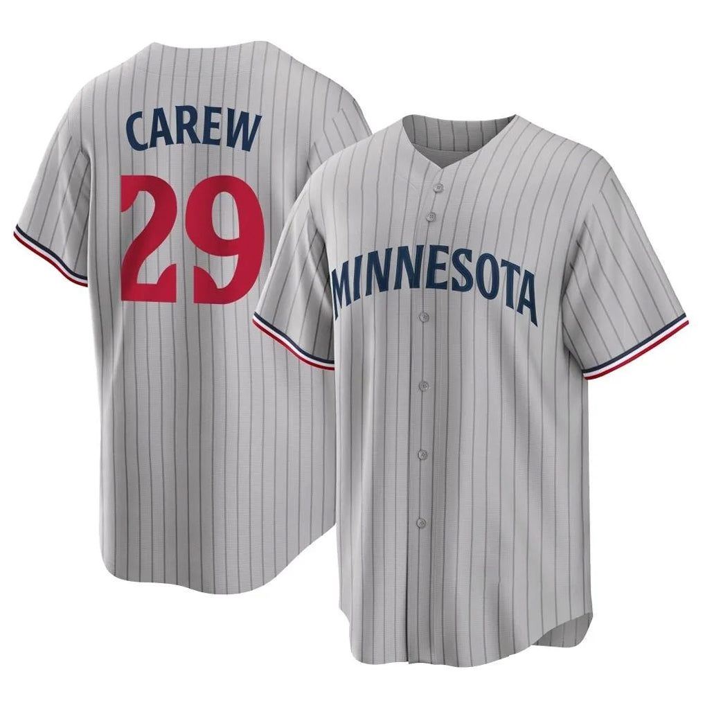 STECN M.Twins #29 Rod Carew Player Gray Game Limited Home Stitched Jerseys