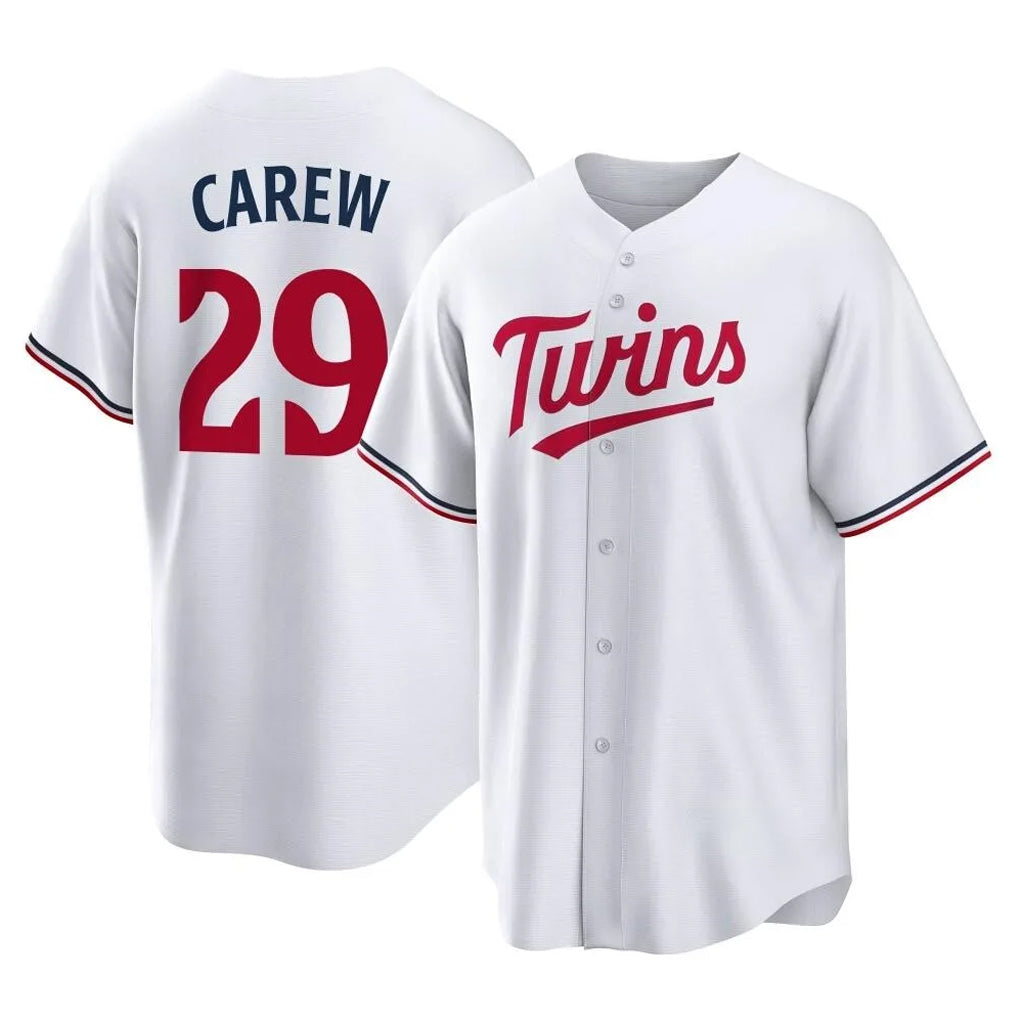 STECN M.Twins #29 Rod Carew Player White Home Game Stitched Jerseys