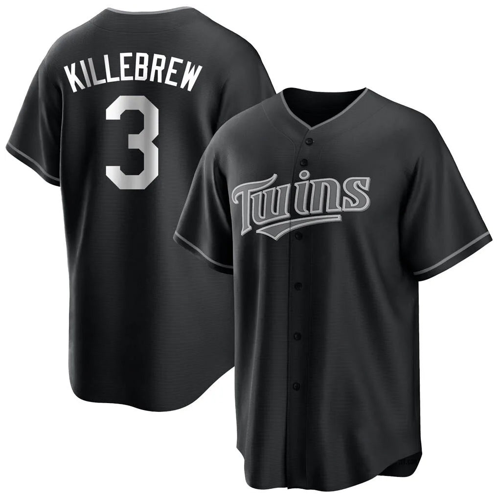 STECN M.Twins #3 Harmon Killebrew Player Black Home Game Stitched Jerseys