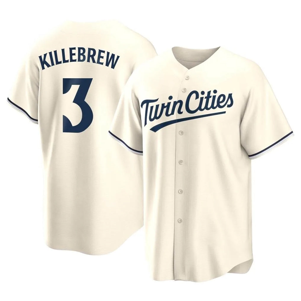 STECN M.Twins #3 Harmon Killebrew Player Cream Game Limited Home Stitched Jerseys