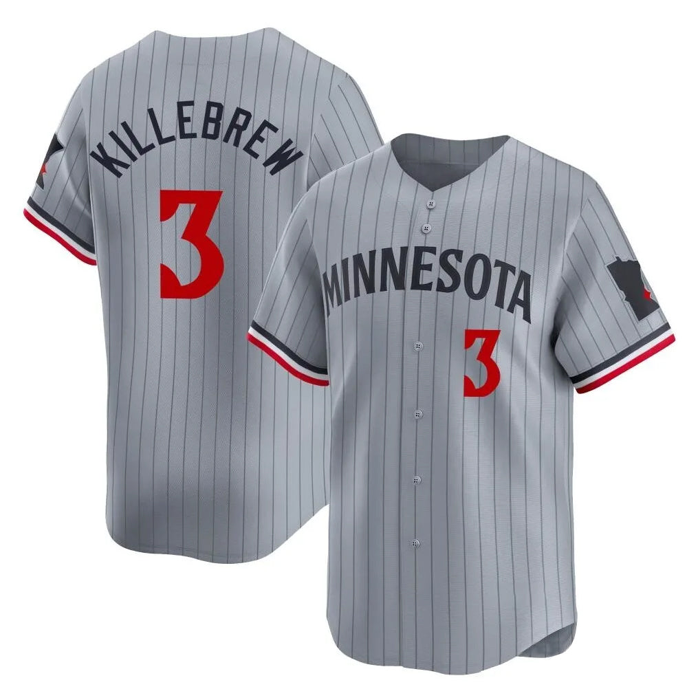 STECN M.Twins #3 Harmon Killebrew Player Gray Home Limited Stitched Jerseys