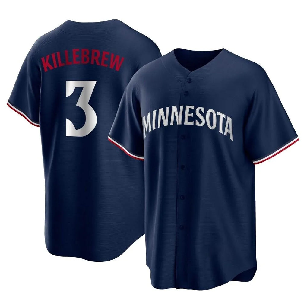 STECN M.Twins #3 Harmon Killebrew Player Navy Replica Alternate Home Stitched Jerseys