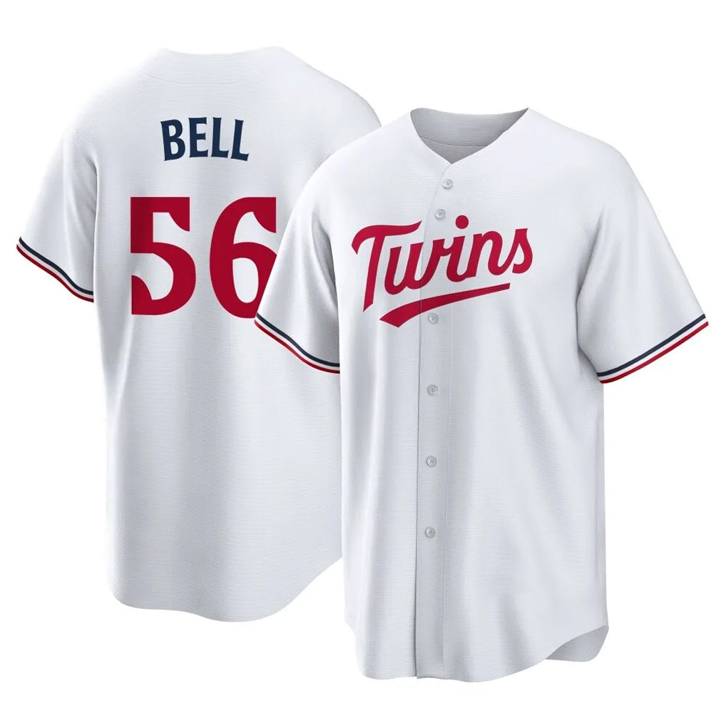STECN M.Twins #56 Josh Bell Player White Home Game Stitched Jerseys