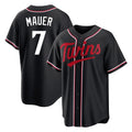 STECN M.Twins #7 Joe Mauer Player Black Fashion Out Home Limited Stitched Jerseys
